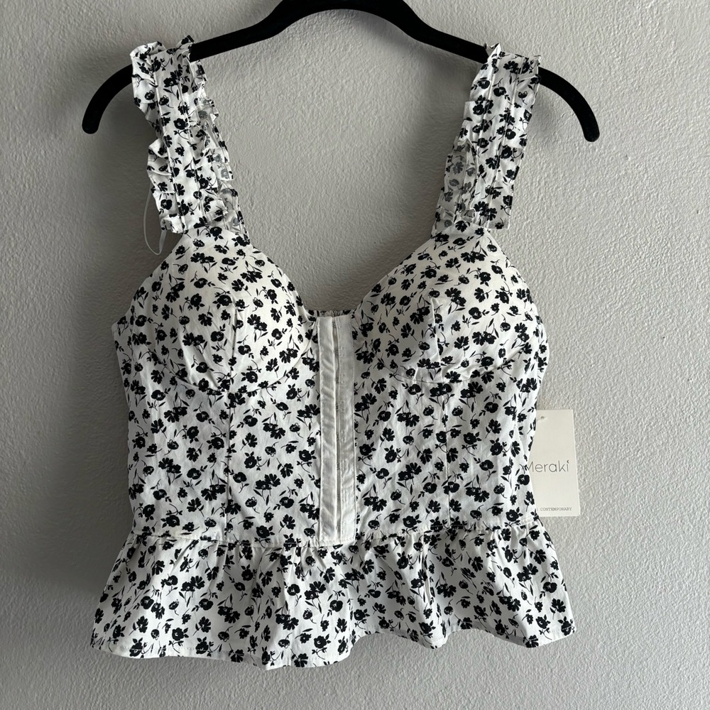 Meraki Withe and Black top Size M